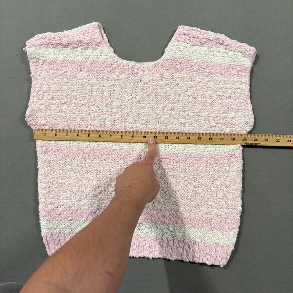 Junior Connection by Mervyn’s Pink Striped Bouclé Knit Top Size Large - Picture 8 of 10